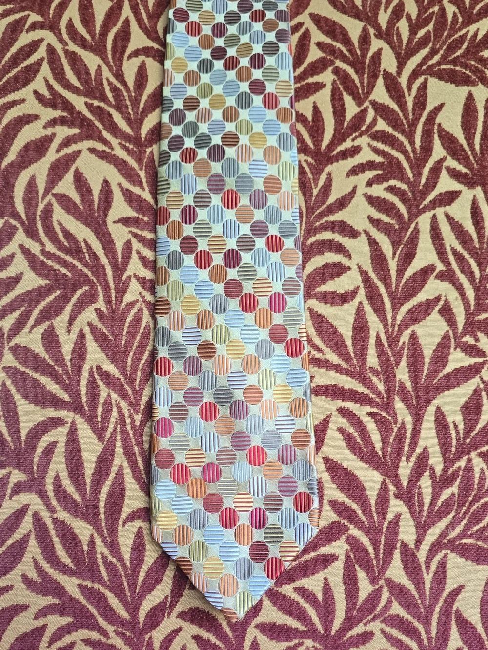 Multicolor Polka-Pattern Silk Tie - Earth Shade Circles